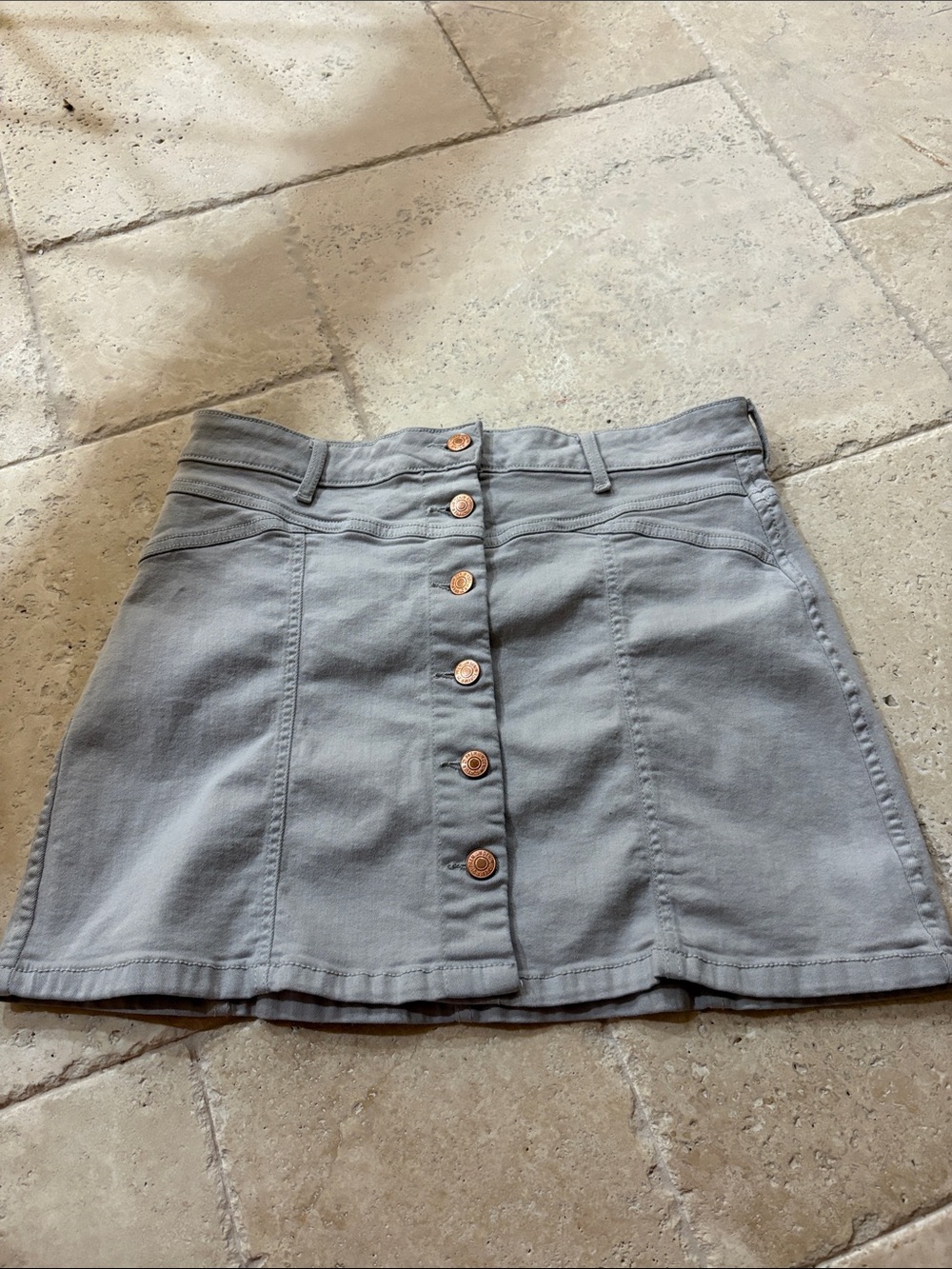 Forever 21 Light Gray Button-Front Mini Skirt
